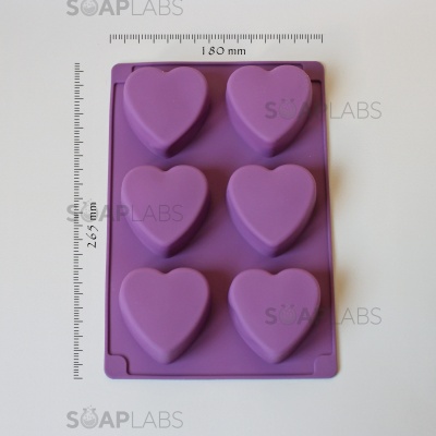Купить Форма для мыла Сердце (6 ячеек, силиконовая)